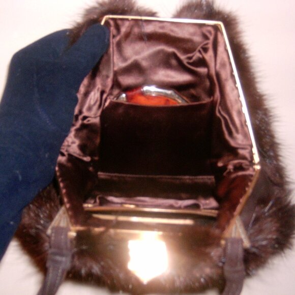 Vintage Genuine Fur and Suede Trinity Bag with Mirror and Coin Purse - Picture 3 of 15